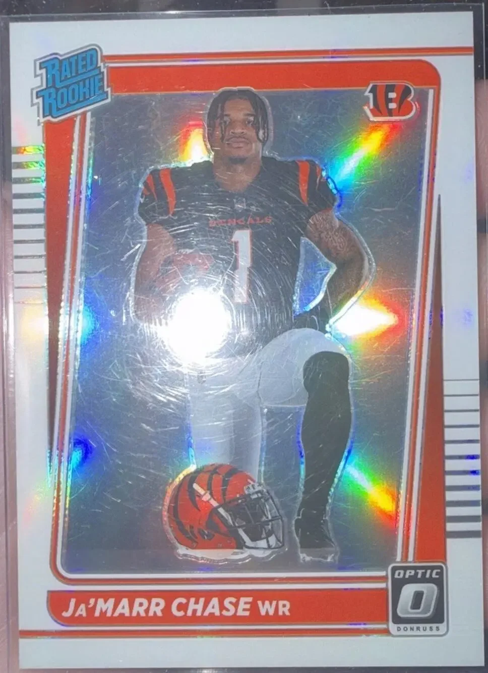 2021 Panini Donruss Optic - Rated Rookie Ja'Marr Chase #207 Holo Prizm Variation